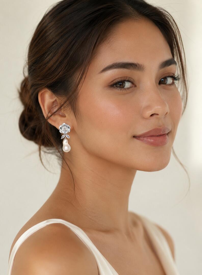 The White Rose & Nectar Drop Earrings