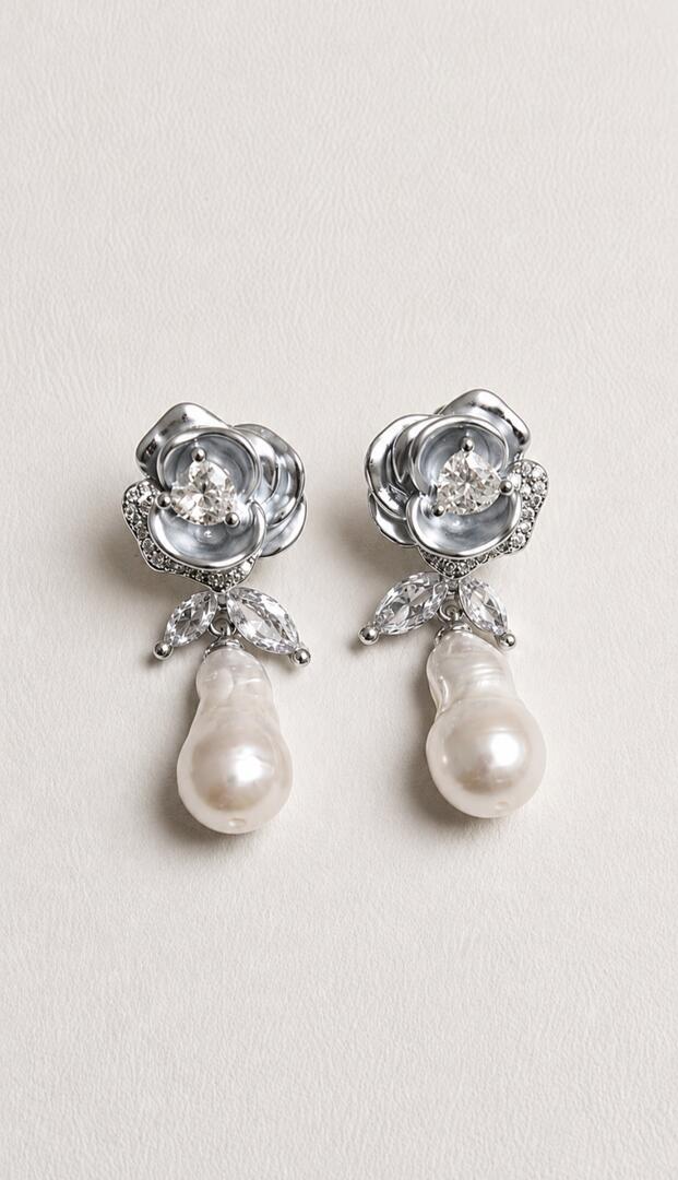 The White Rose & Nectar Drop Earrings