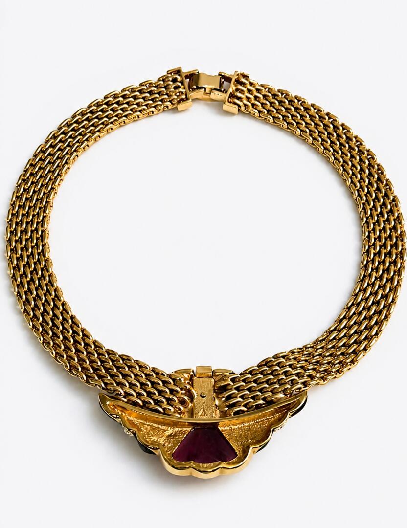 Vintage Mid-Century Gold-Tone Mesh Statement Choker