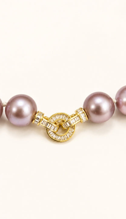 Natural Metallic Pinkish-Mauve Edison Pearl Necklace & Earring Set