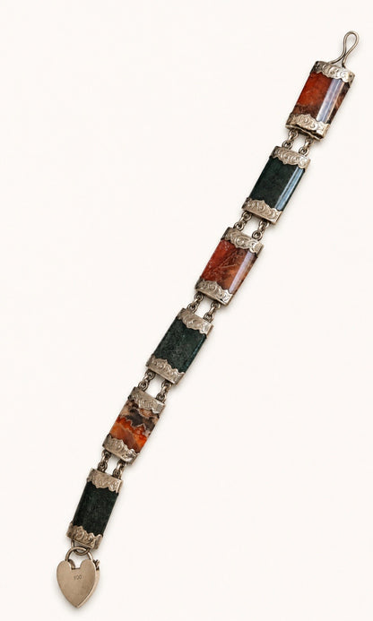 Victorian Scottish Agate Pebble Bracelet (Crafted in Sterling Silver)