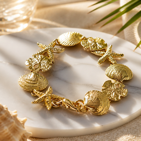 The Golden Tide Shell & Starfish Link Bracelet