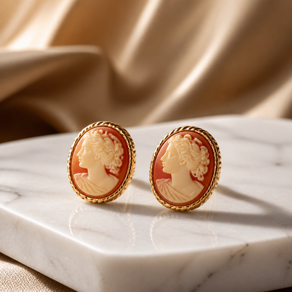 The Golden Cameo Earrings
