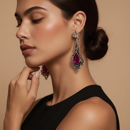 The Crimson Filigree Earrings.