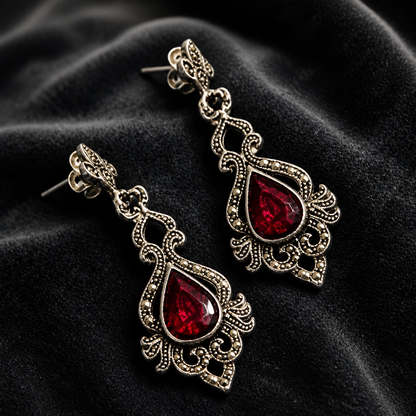 The Crimson Filigree Earrings.