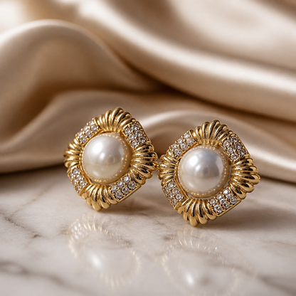 The Ciner Pearl & Rhinestone Earrings.