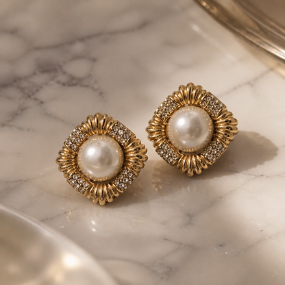 The Ciner Pearl & Rhinestone Earrings.