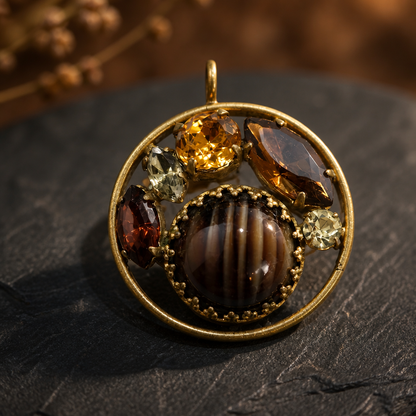 The Amber Agate Cabochon Pendant.