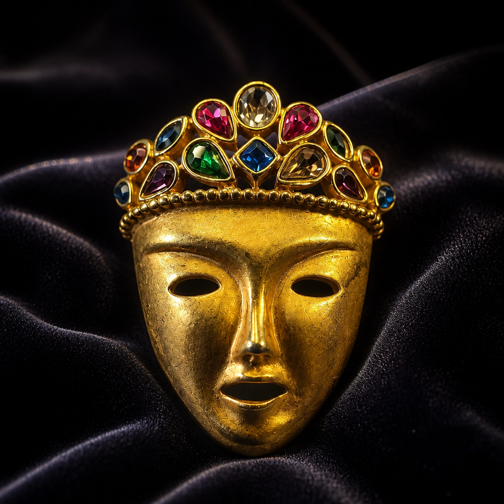The Erwin Pearl “Mountebank” Mask Brooch.