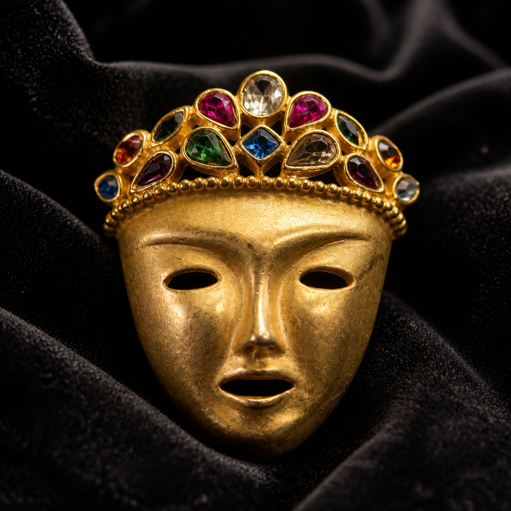 The Erwin Pearl “Mountebank” Mask Brooch.