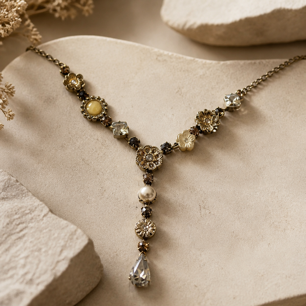 The Antique Floral Y-Drop Necklace.