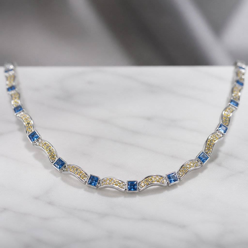 The Sapphire Wave Necklace.