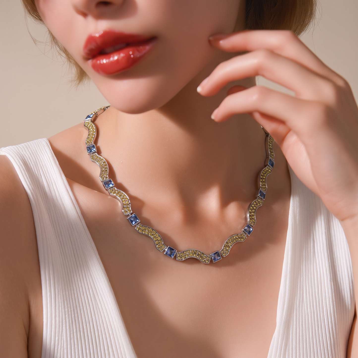 The Sapphire Wave Necklace.