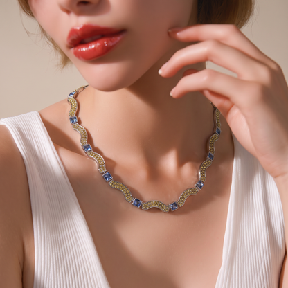 The Sapphire Wave Necklace.