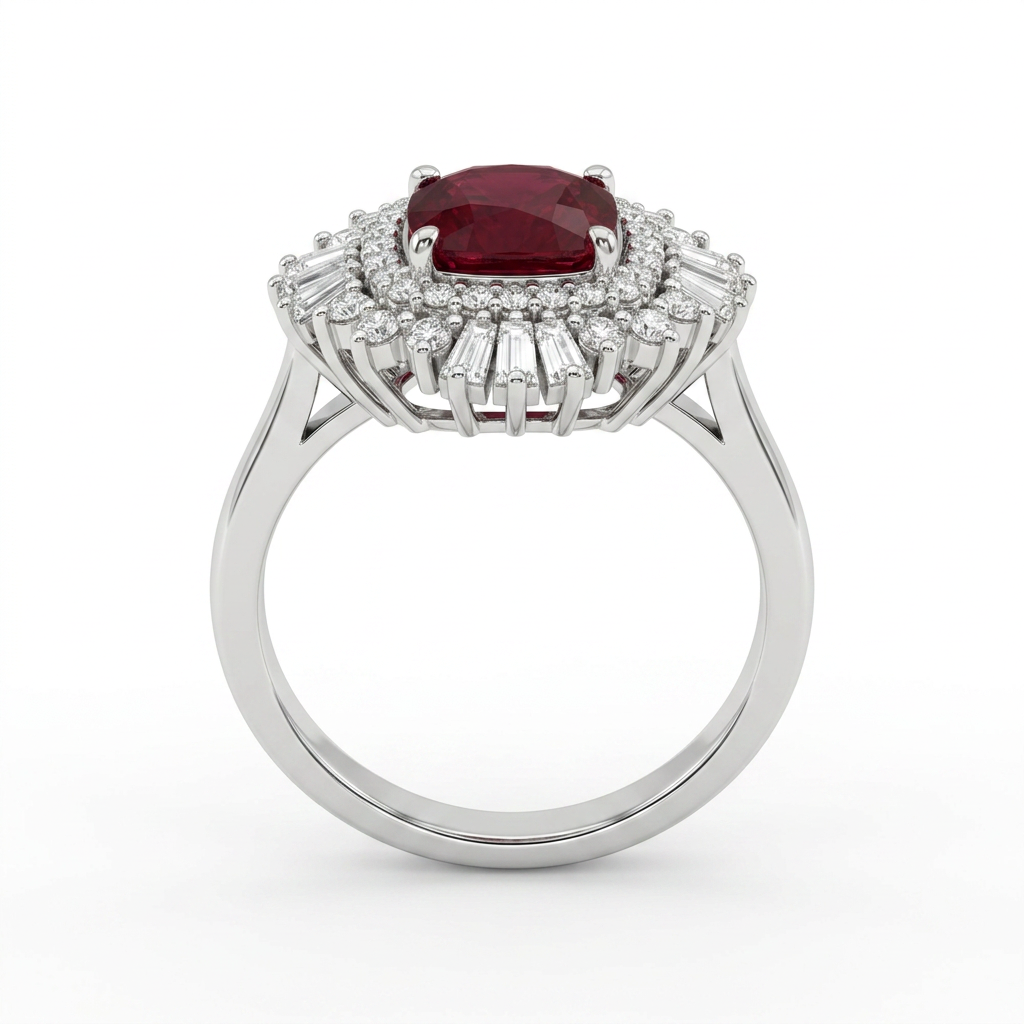 The Ruby Ballerina Halo Ring