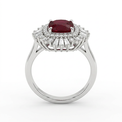 The Ruby Ballerina Halo Ring