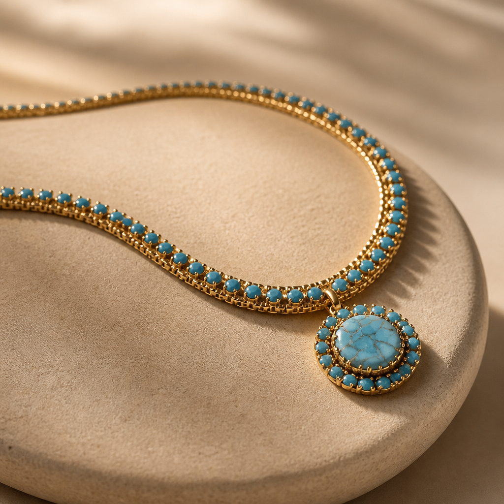 The Turquoise Mesh Necklace.