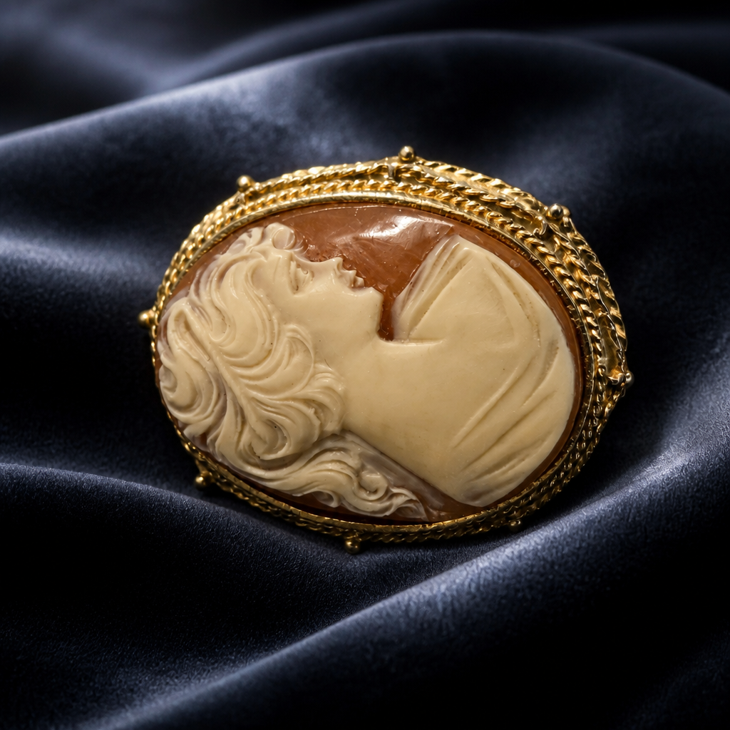 The Classical Shell Cameo Brooch.
