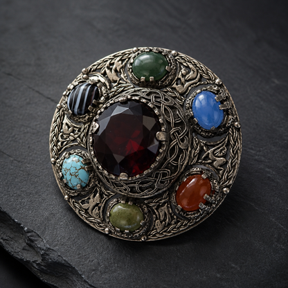 The Celtic Revival Cabochon Brooch.