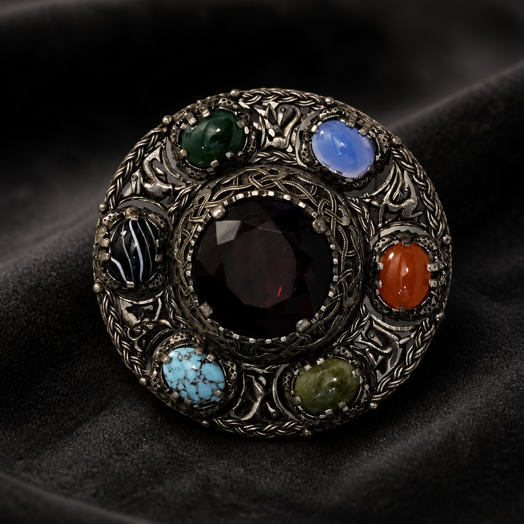 The Celtic Revival Cabochon Brooch.