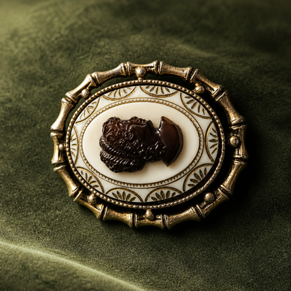 The Root Beer Glass Cameo Brooch.