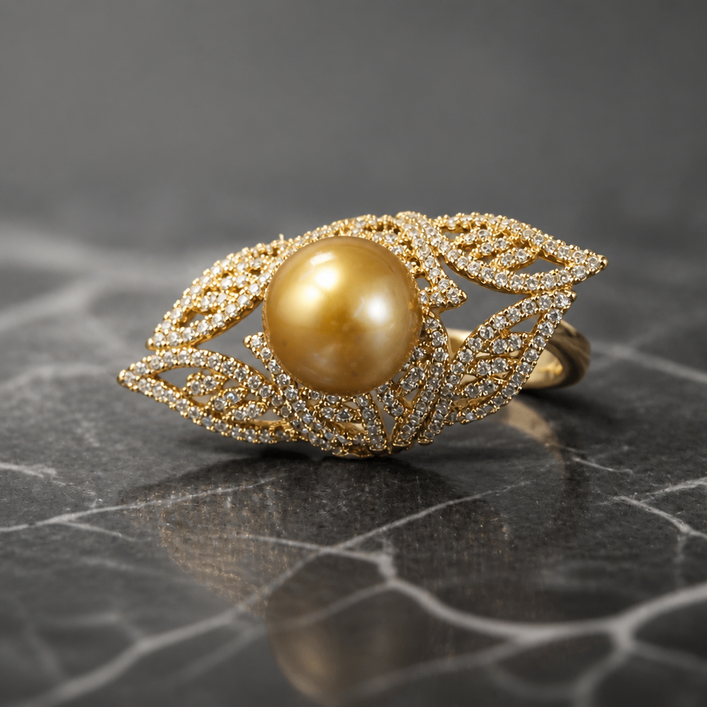 The Golden Pearl Wing Ring