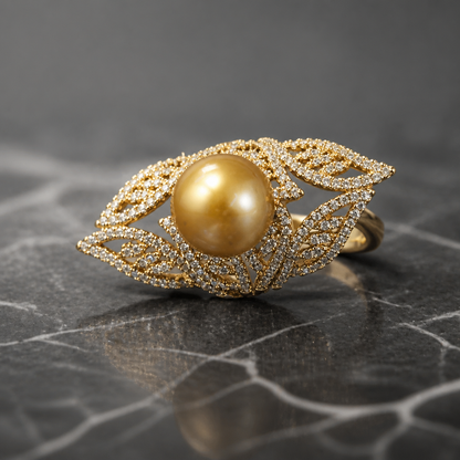The Golden Pearl Wing Ring
