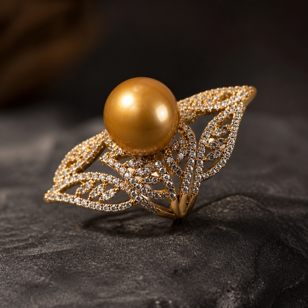 The Golden Pearl Wing Ring