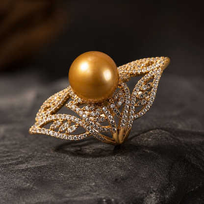 The Golden Pearl Wing Ring
