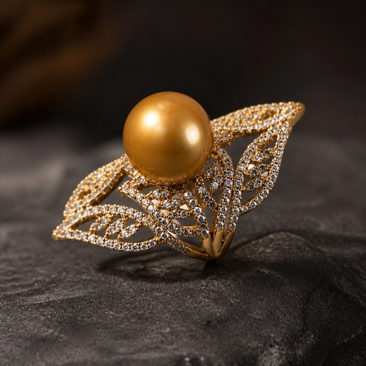 The Golden Pearl Wing Ring