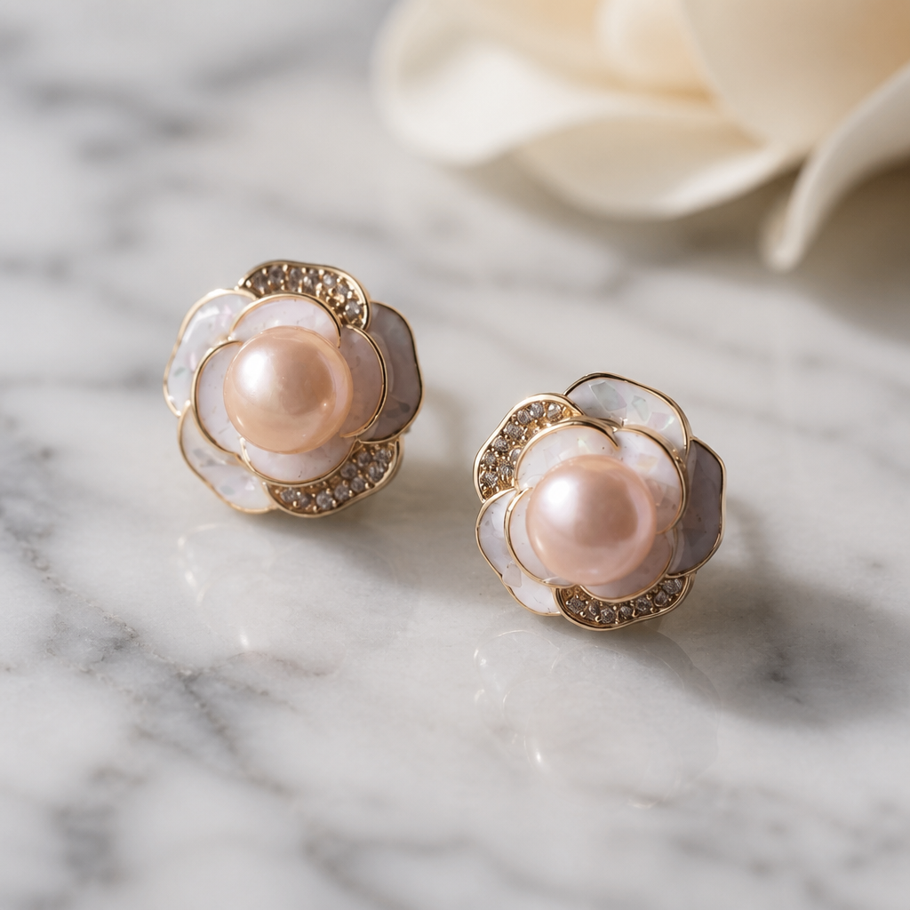 The Camellia Pearl Earrings.