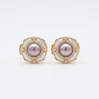 The Lavender Pearl Geometric Earrings