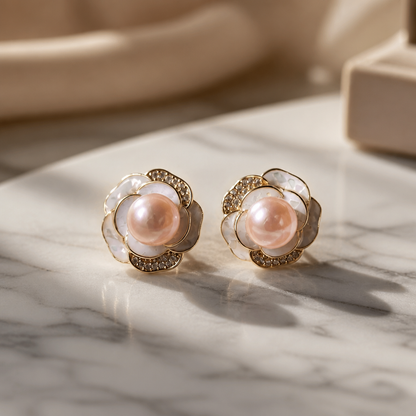 The Camellia Pearl Earrings.