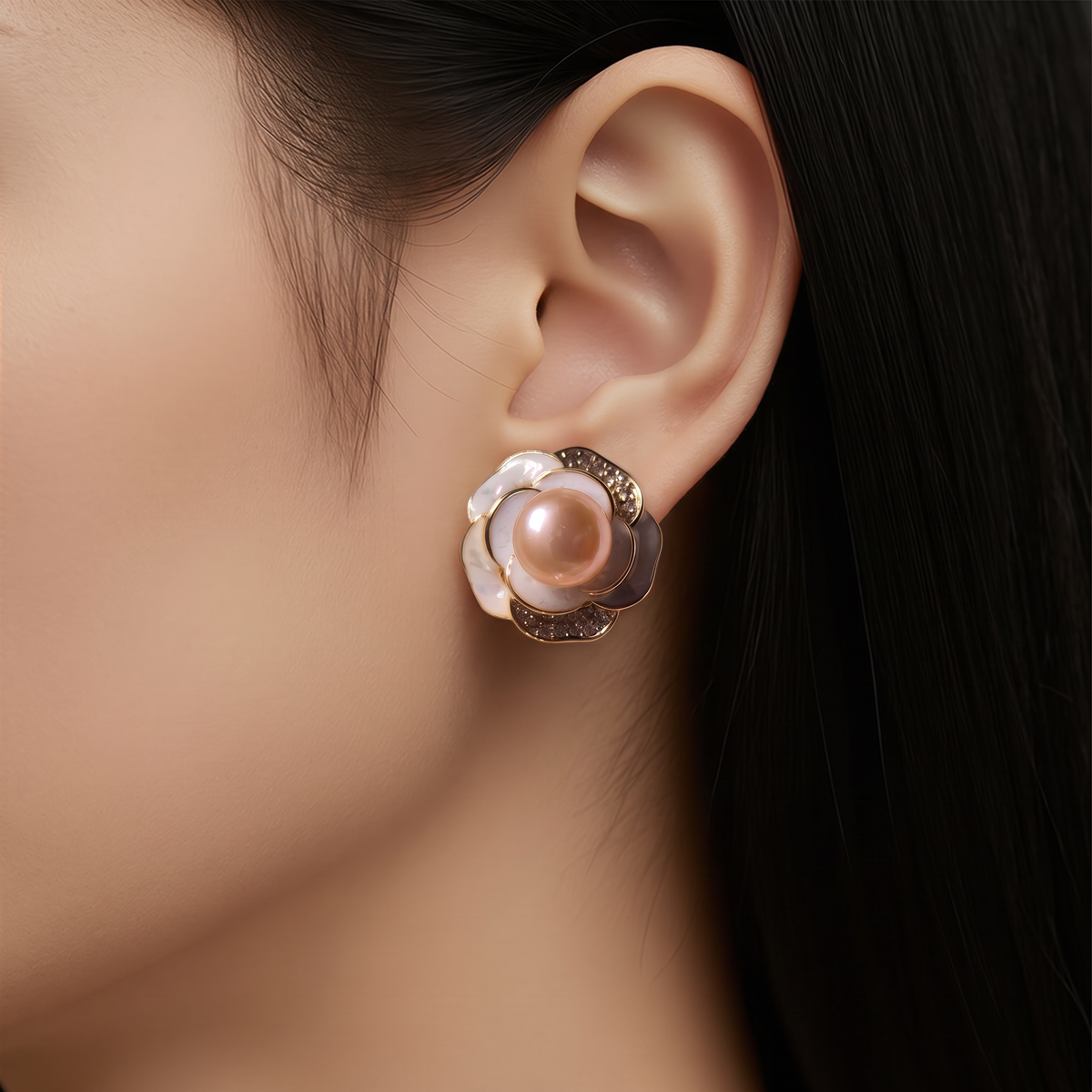 The Camellia Pearl Earrings.