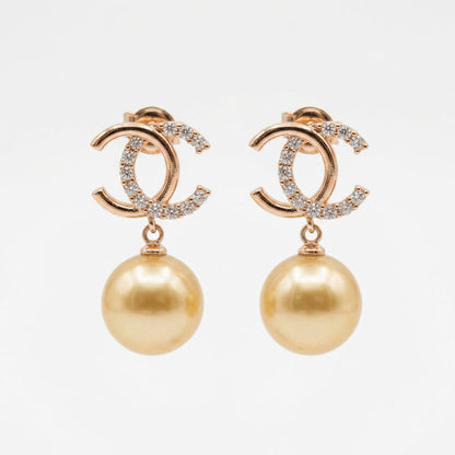Golden Luxe CC Pearl Earrings