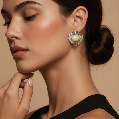 The Golden Pearl Fan Earrings.