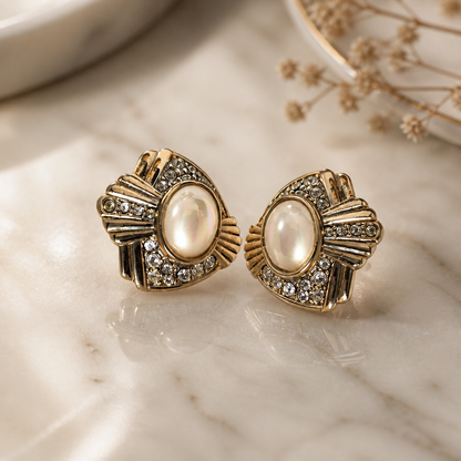 The Golden Pearl Fan Earrings.
