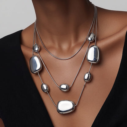 The Silver Pebble Layered Necklace.