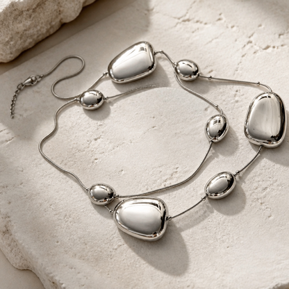The Silver Pebble Layered Necklace.