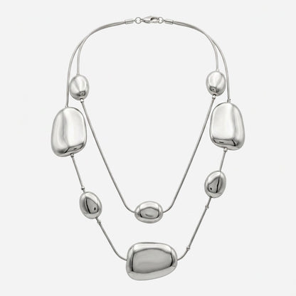 The Silver Pebble Layered Necklace.