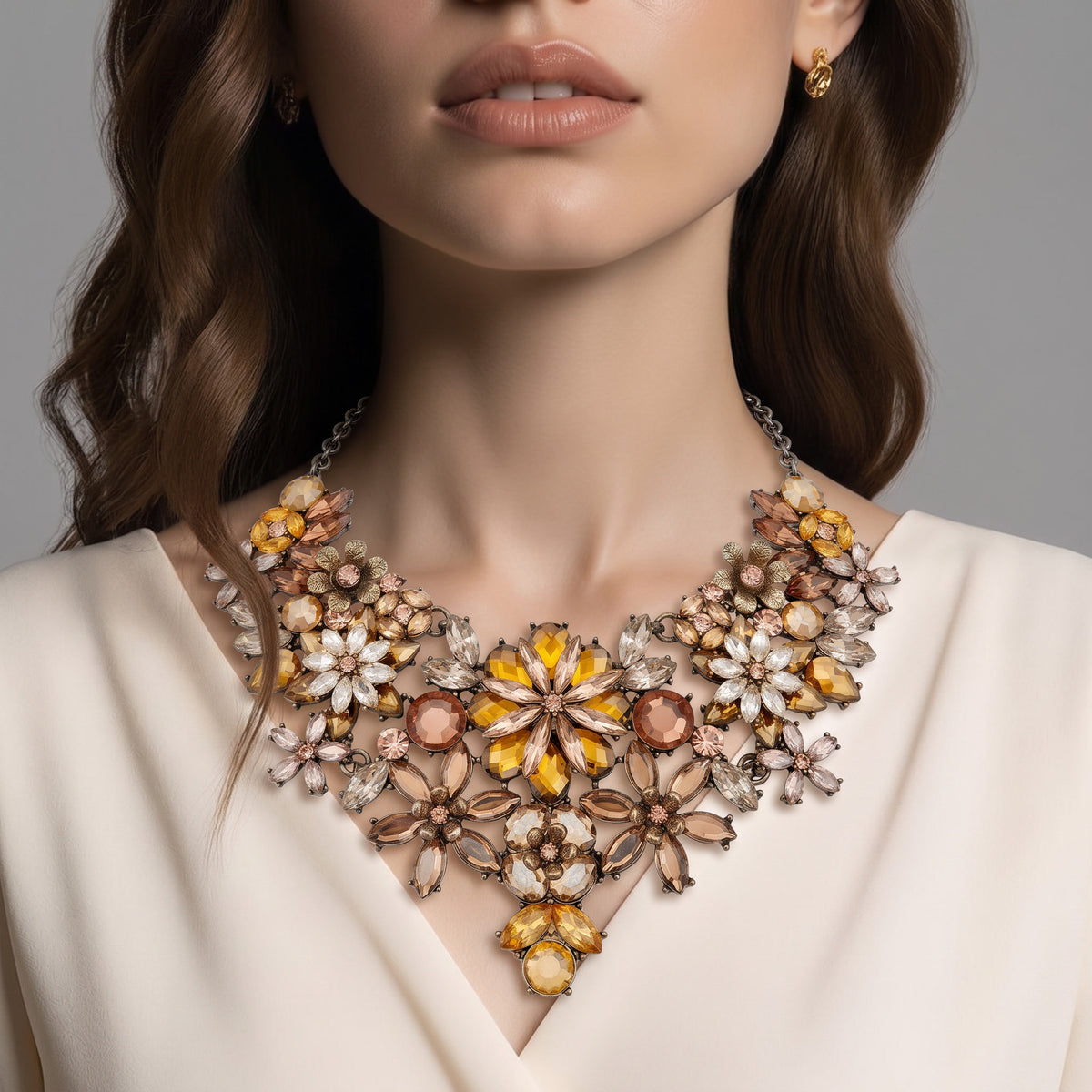 The Amber Crystal Bloom Necklace.