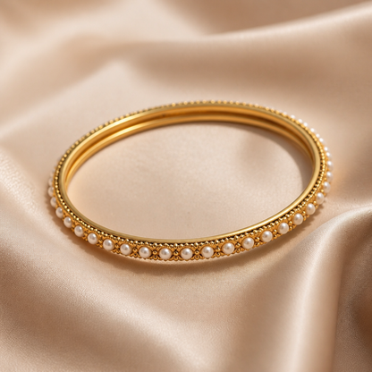 The Pearl & Crystal Gold Bangle