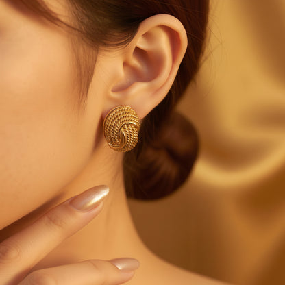 The Golden Woven Dome Earrings.