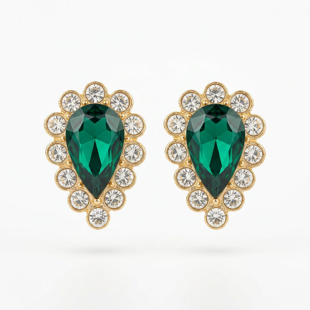 The Emerald Teardrop Halo Earrings.