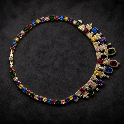 The Rainbow Sapphire Fringe Necklace.