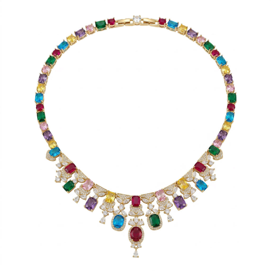 The Rainbow Sapphire Fringe Necklace.