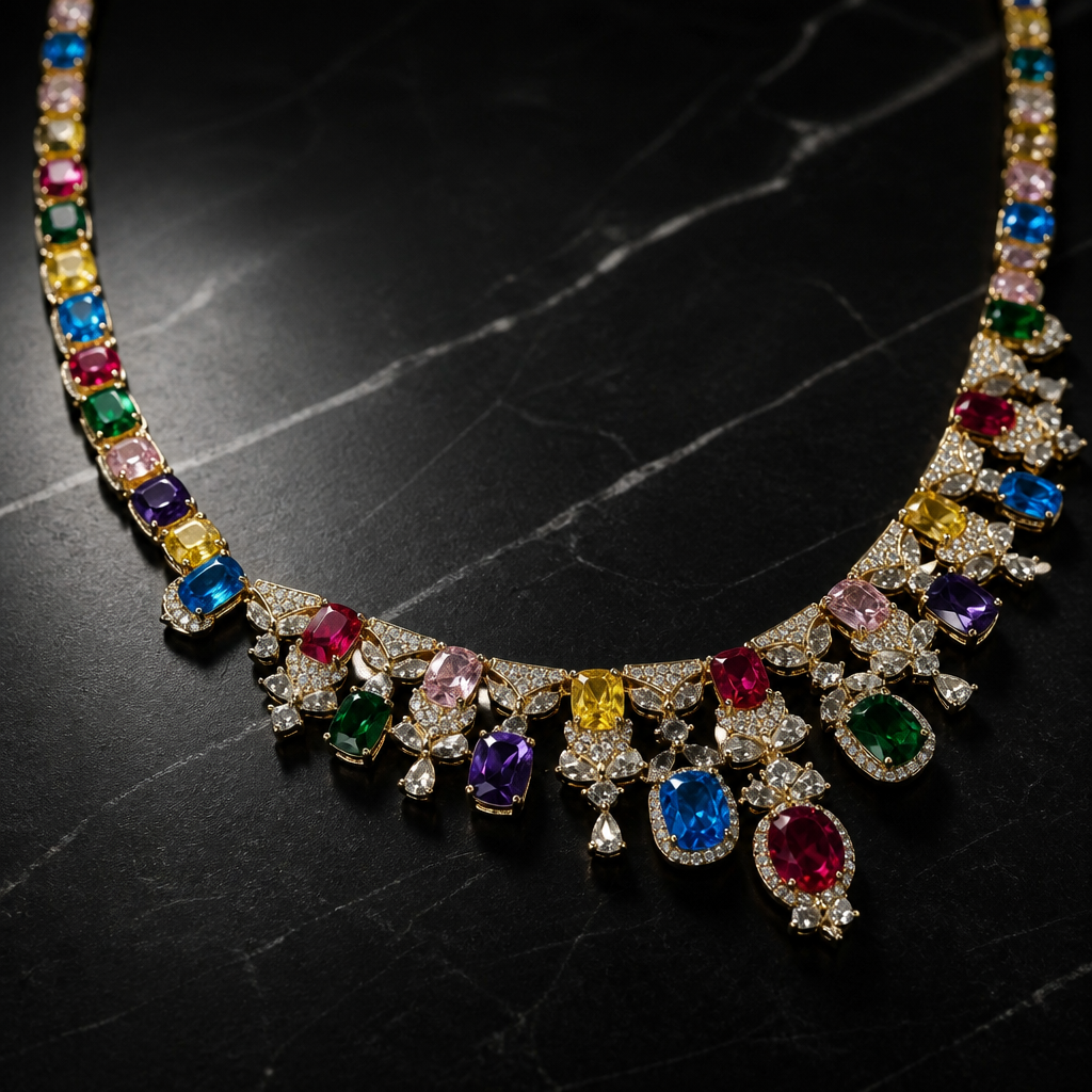 The Rainbow Sapphire Fringe Necklace.