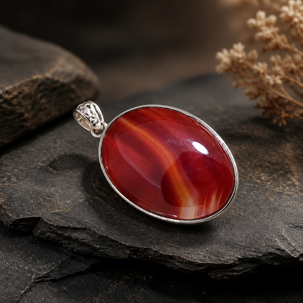 The Banded Carnelian Agate Pendant.