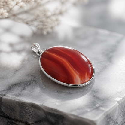 The Banded Carnelian Agate Pendant.
