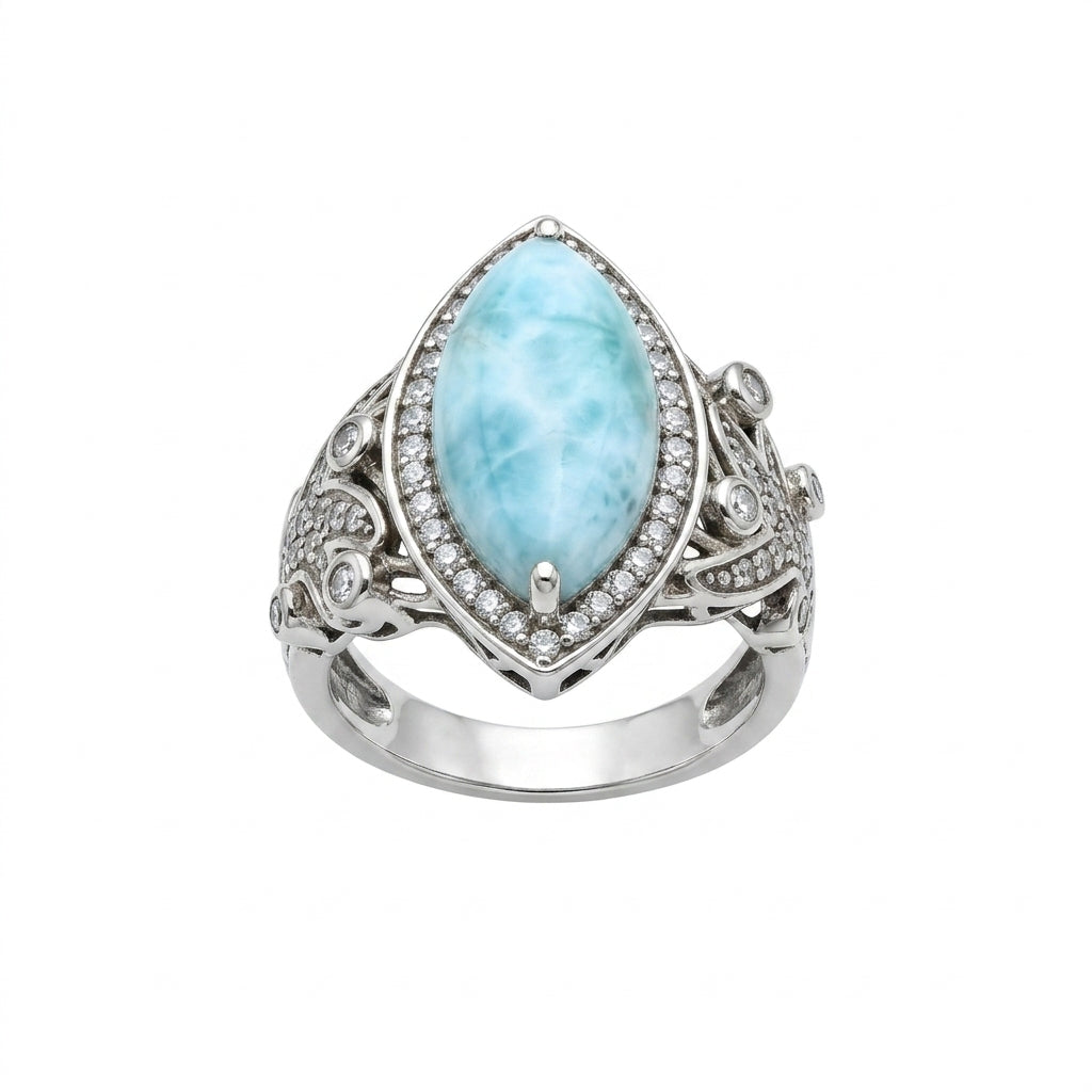 The Larimar Filigree Ring